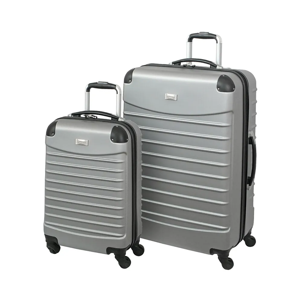 Geoffrey Beene 2-Piece Hardside Spinner Luggage Set, Silver (GB2758-2)