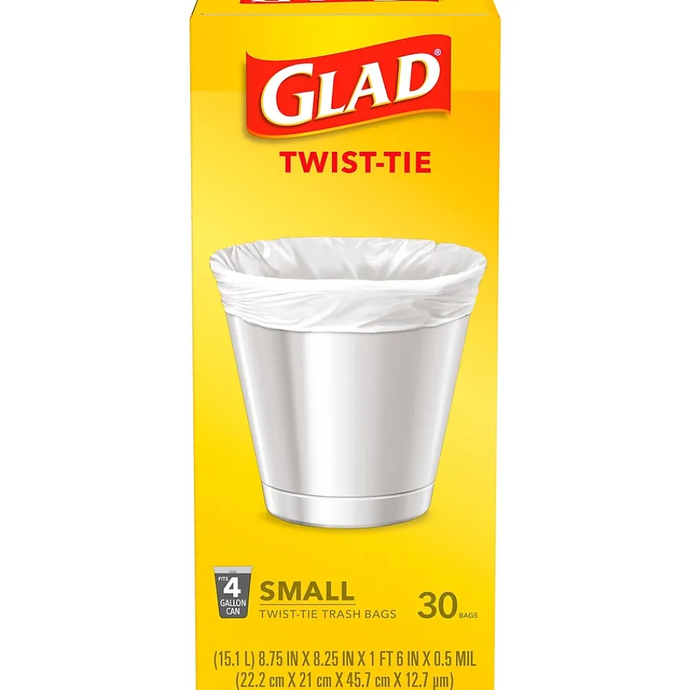 Glad 4 Gallon Kitchen Trash Bags, 30/Box (78817)