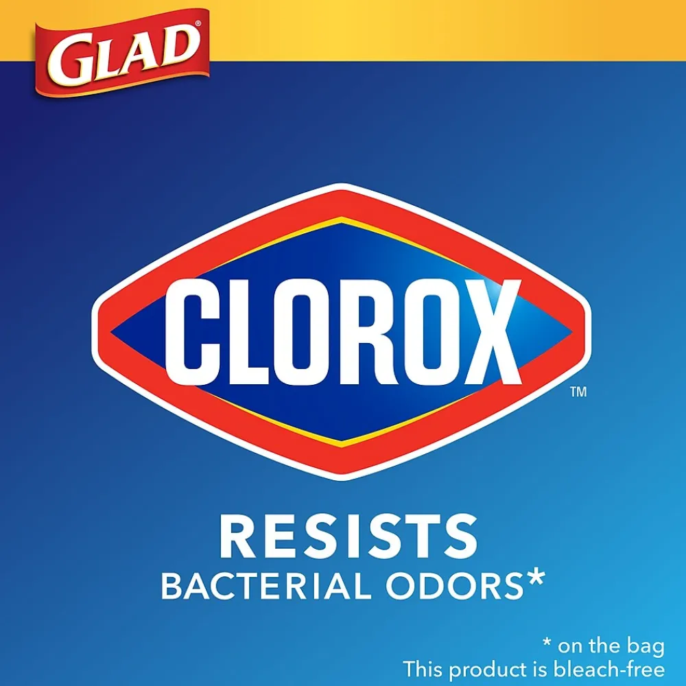Glad Medium Drawstring Trash Bags with Clorox, 8 Gallon, Grey, Lemon Fresh Bleach Scent, 26/Box(79316)