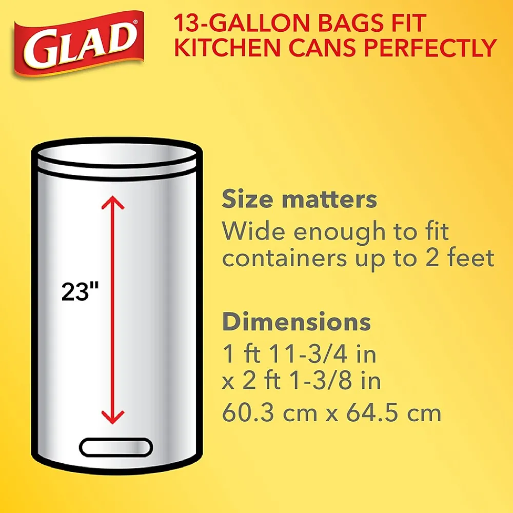 Glad Quick-Tie Tall 13 Gallon Kitchen Trash Bags, 80/Box (60034)