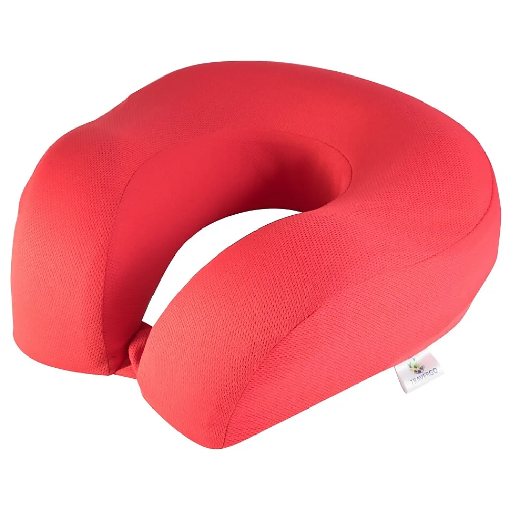 Go Green Power Travergo Polyester Travel Pillow, Red (TR1040RD)