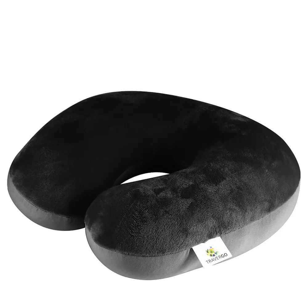 GoGreen Power Travergo Polyester Travel Pillow, Black (TR1020BK)