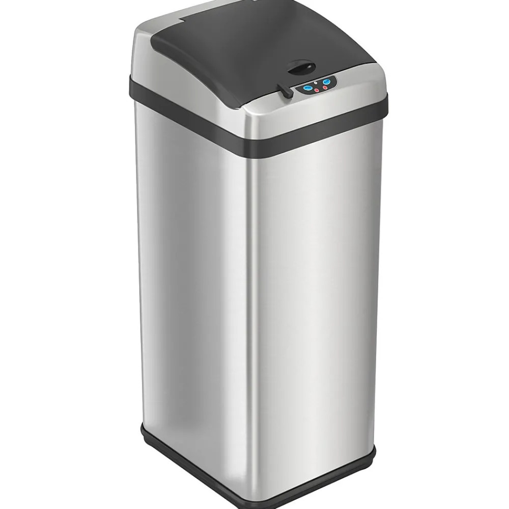 Halo Stainless Steel Rectangular Extra-Wide Sensor Trash Can with AbsorbX Odor Control System, 13 Gal., Silver (SC13RX)
