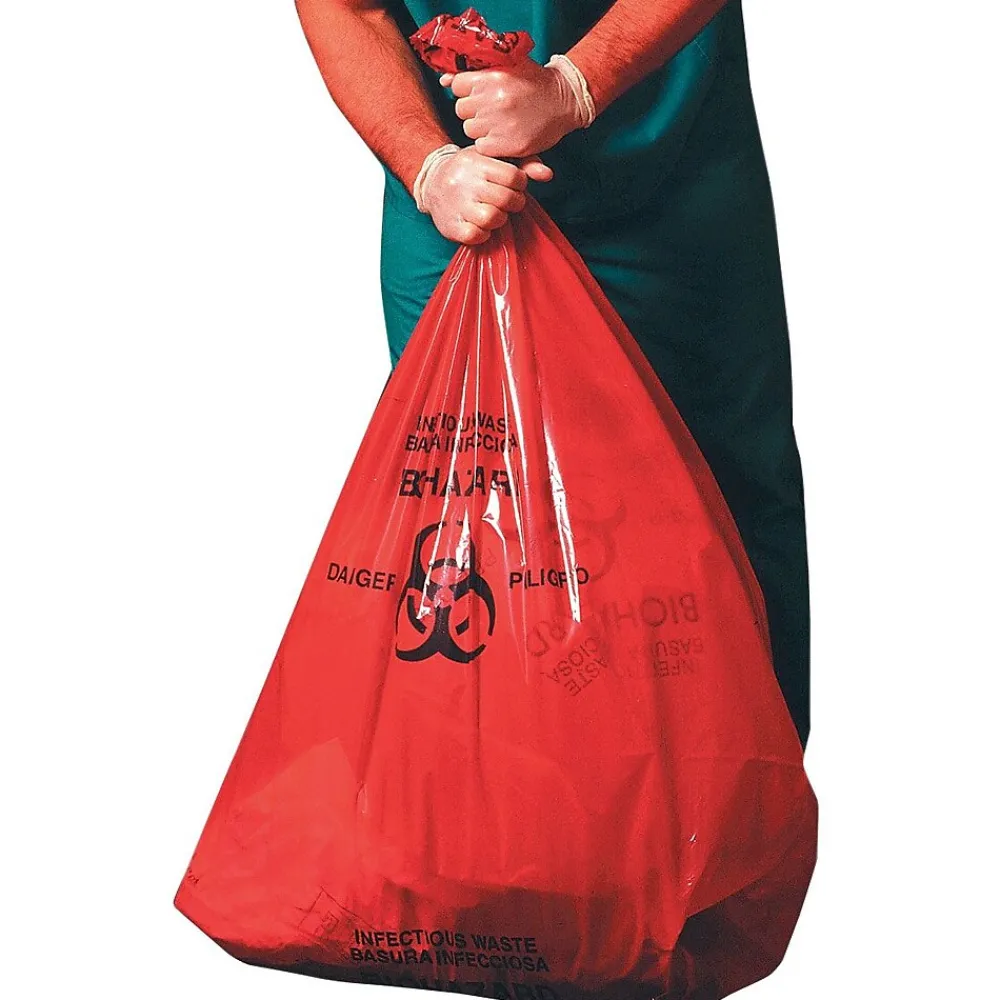 Heritage Bag Heritage 30-33 Gallon Healthcare Printed Biohazard Trash Bags/Liners, 33x40, High Density, 14 Mic, Red, 250/Carton (Z6640HR P01)