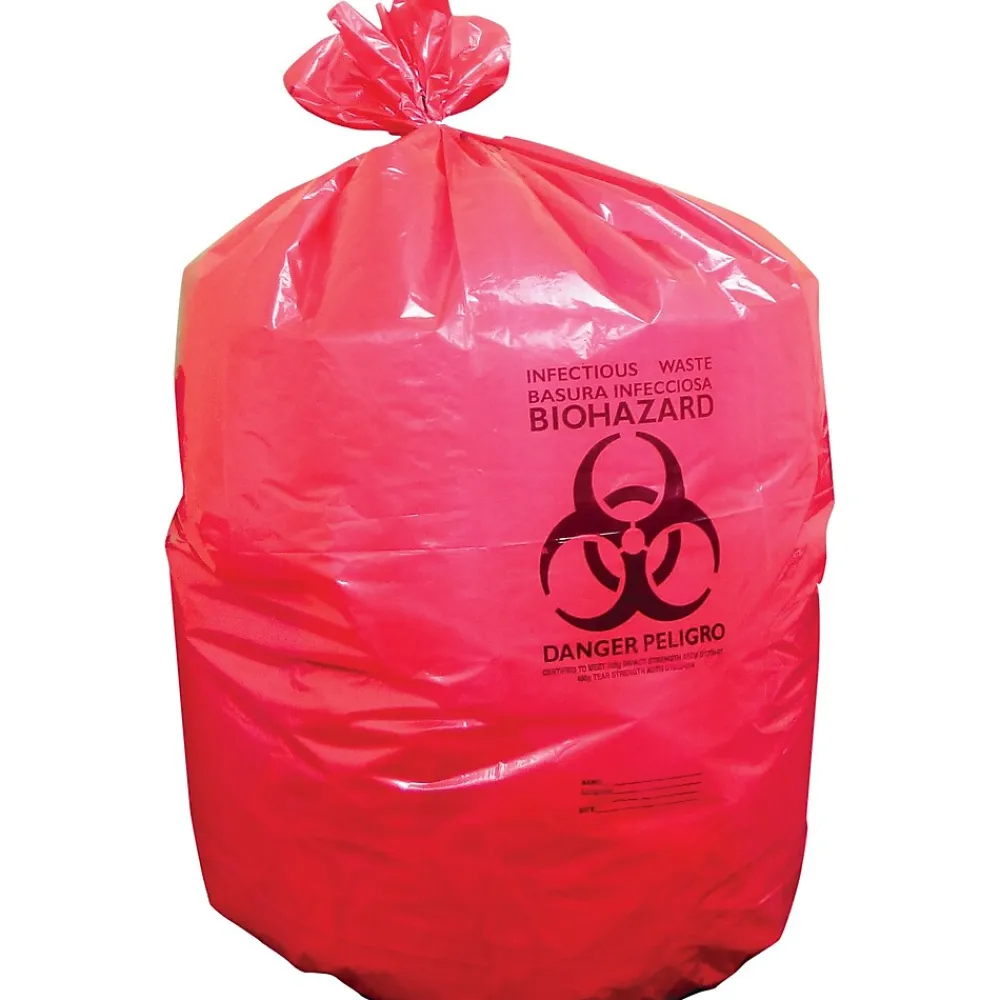 Heritage Bag Heritage Healthcare 40-45 Gallon Printed Bags/Liners, 40" x 46", Low Density, 3 Mil, Red, Pack of 75 (A8046ZR)