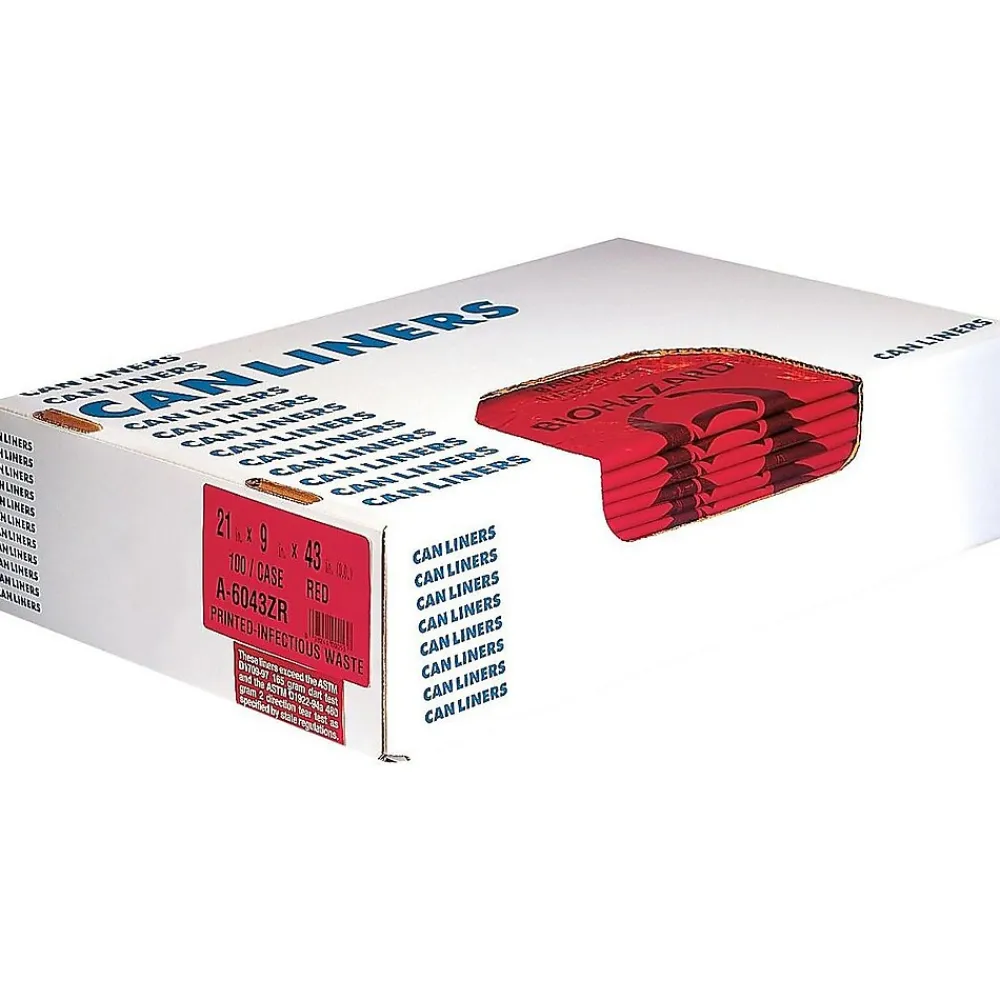 Heritage Bag Heritage Healthcare 40-45 Gallon Printed Bags/Liners, High Density, 16 Mic, Red, 250 Bags/Box (Z8048VR P01)