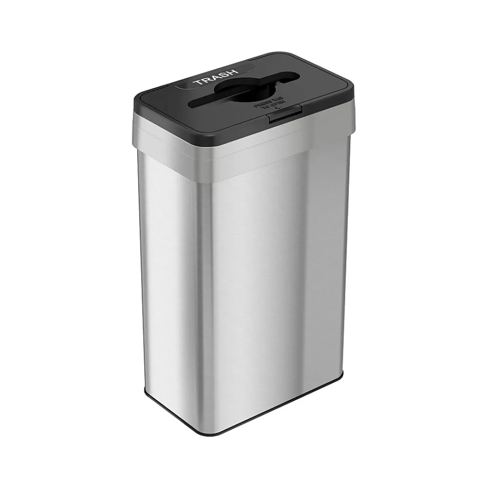 HLS Commercial Stainless Steel Trash Can, 21-Gallon, Black/Silver (HLS21UOTTRS)