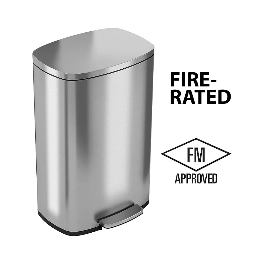 HLS Commercial Stainless Steel Trash Can with Hinged Lid, 13.2-Gallon, Silver (HLSS13RFR)