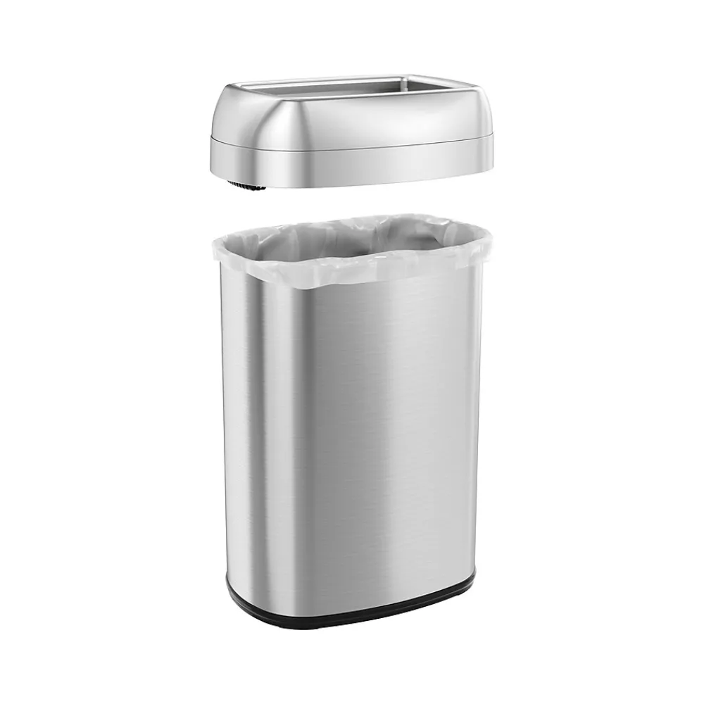 HLS Commercial Stainless Steel Trash Can with Open Lid, 13-Gallon, Silver (HLS13STV)