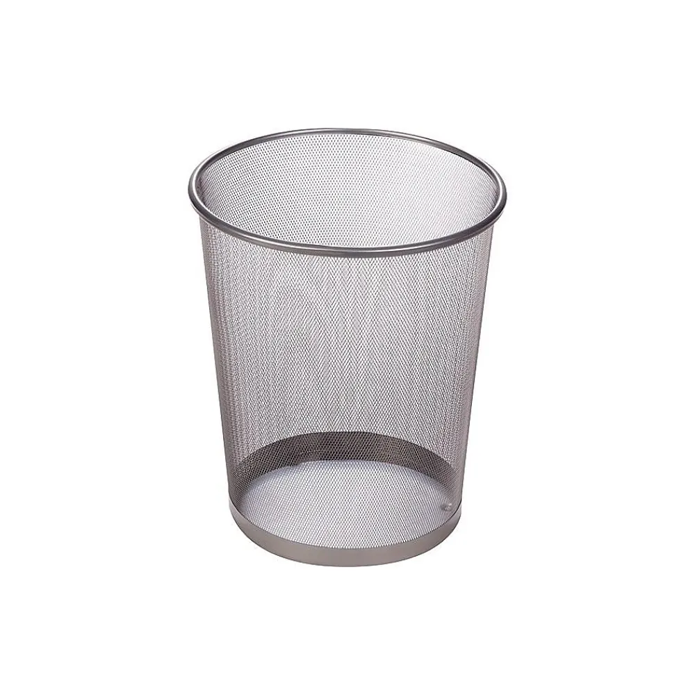 Honey-Can-Do Indoor Trash Cans w/ no Lid, Silver Steel Mesh, 4.75 Gal., 2/Pack (TRSZ02101)