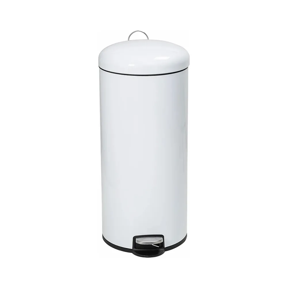 Honey-Can-Do Steel Step Trash Can, 7.9-Gallon, White (TRS-09329)