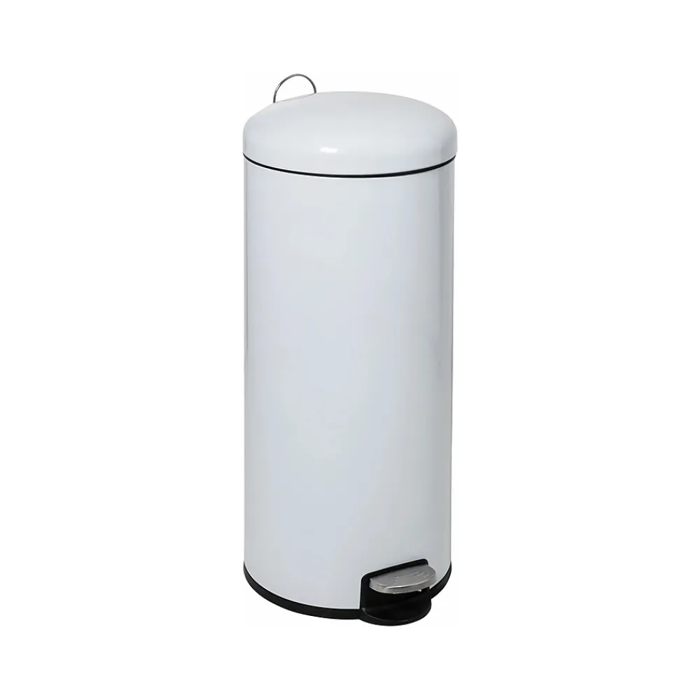 Honey-Can-Do Steel Step Trash Can, 7.9-Gallon, White (TRS-09329)