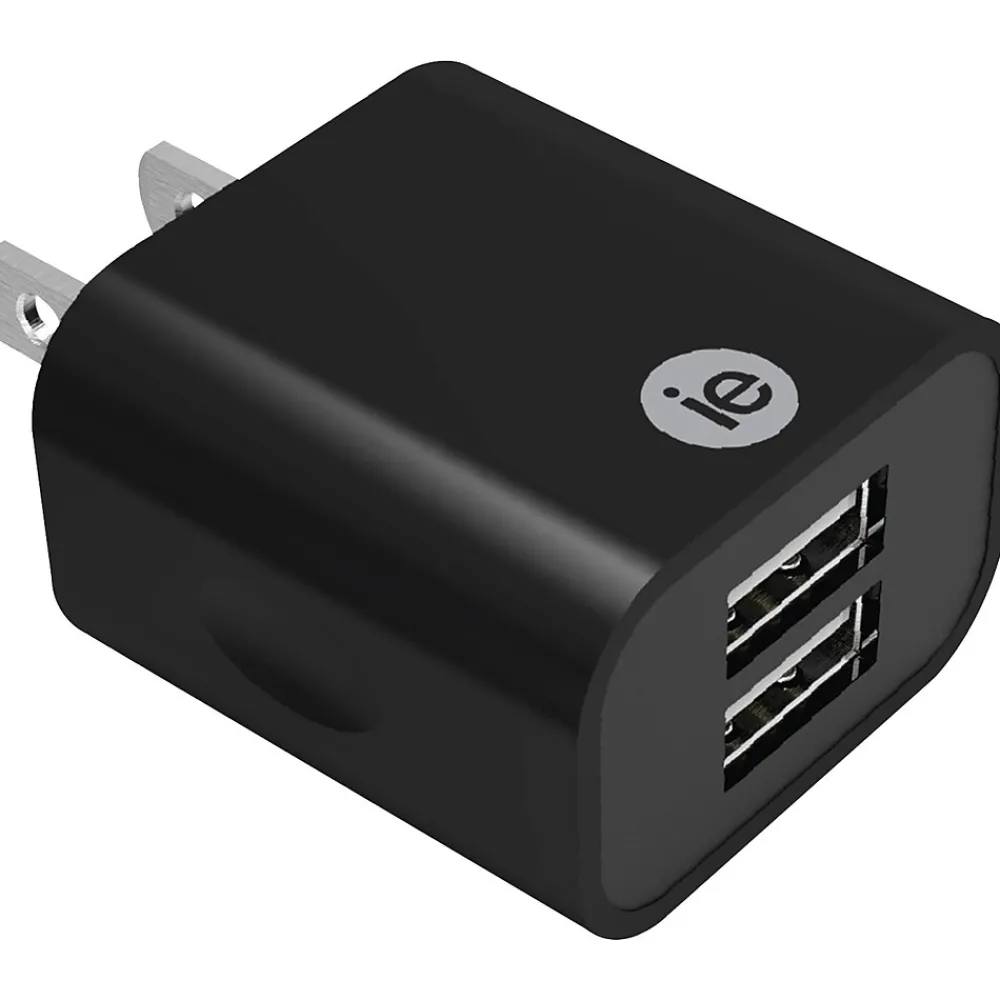 iEssentials Dual USB Wall Charger, 2.4-Amp, Black, (IEN-AC22A-BK)