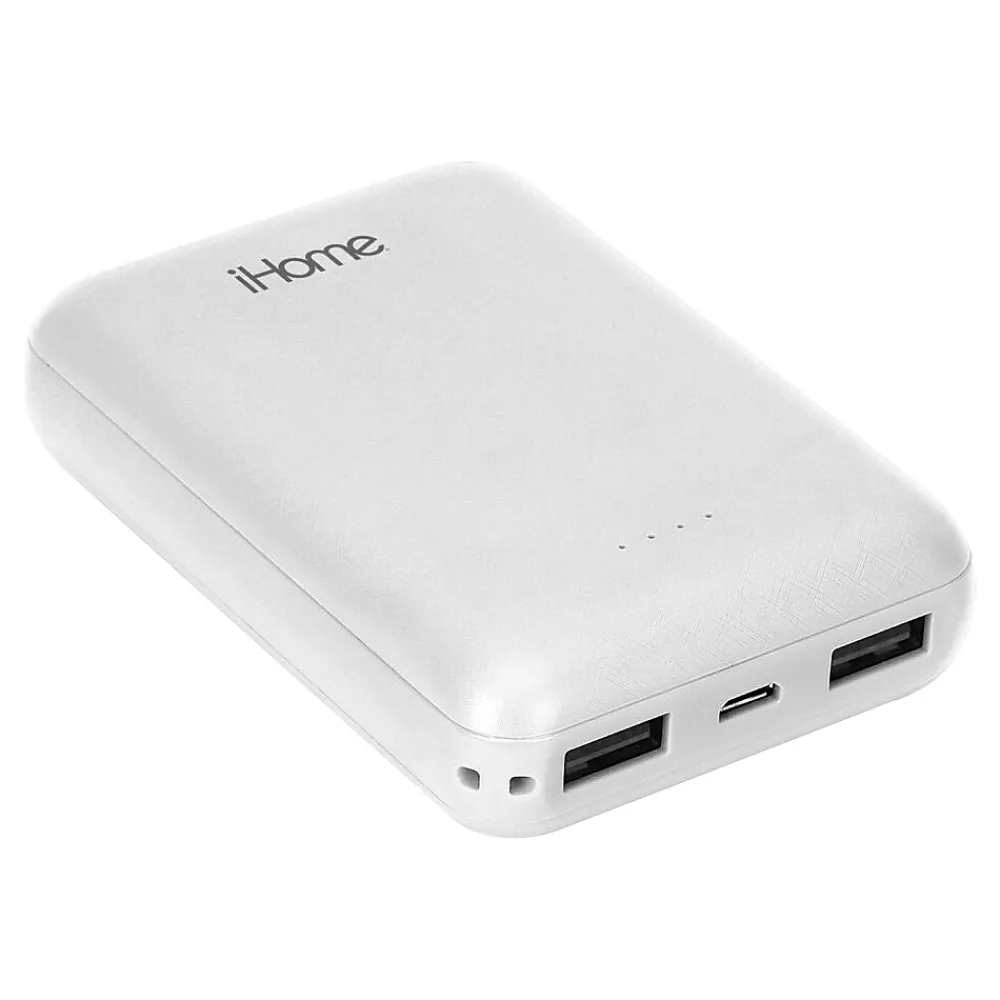 iHome USB-A Power Bank, 10000mAh, White (IHPP2200W-OD)