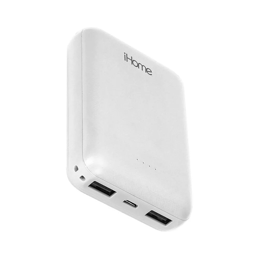 iHome USB-A Power Bank, 10000mAh, White (IHPP2200W-OD)