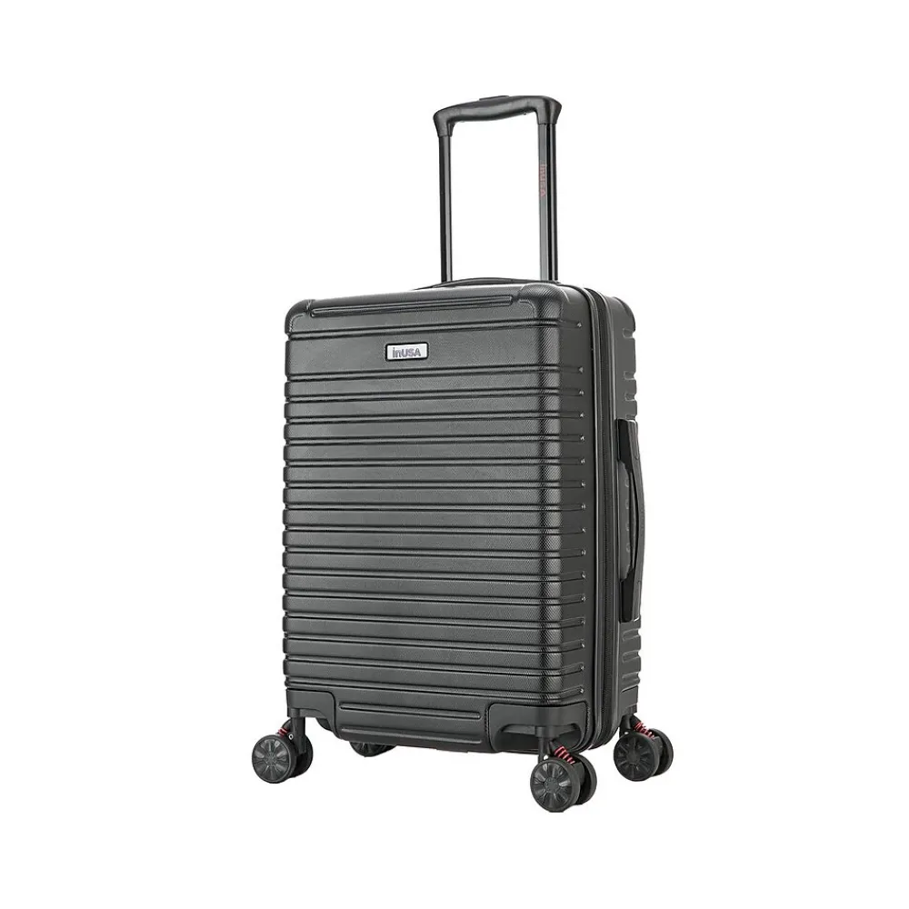 InUSA Deep 20" Hardside Carry-On Suitcase, 4-Wheeled Spinner, Black (IUDEE00S-BLK)