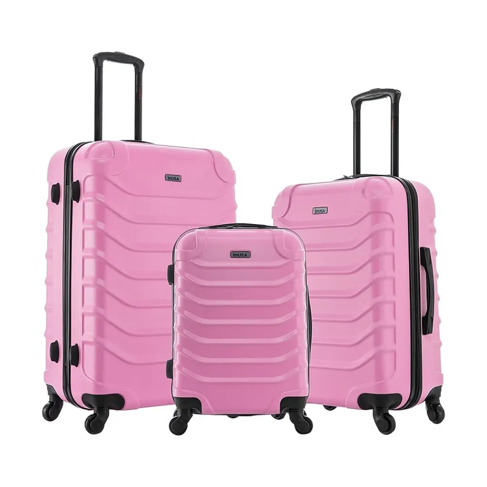 InUSA Endurance 3-Piece Hardside Spinner Luggage Set, Pink (IUENDSML-PNK)