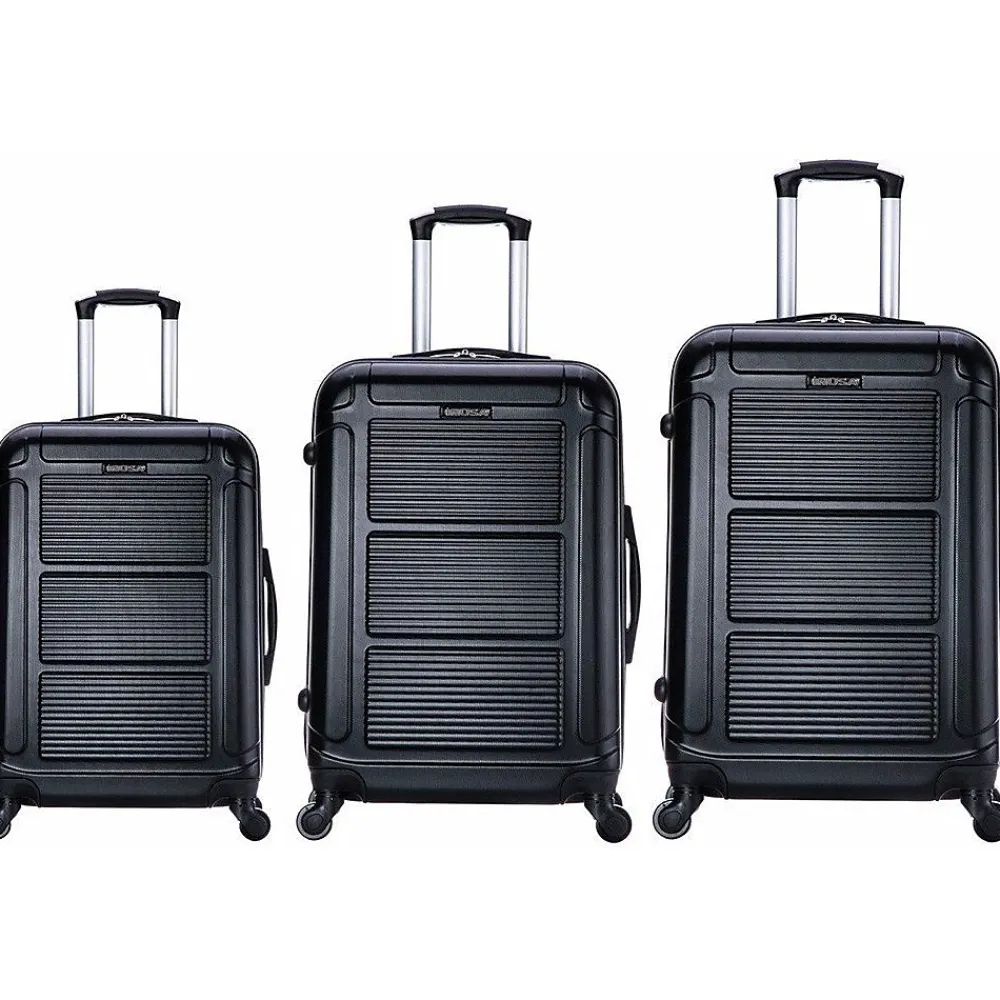 InUSA Pilot 3-Piece Hardside Spinner Luggage Set, Black (IUPILSML-COA)