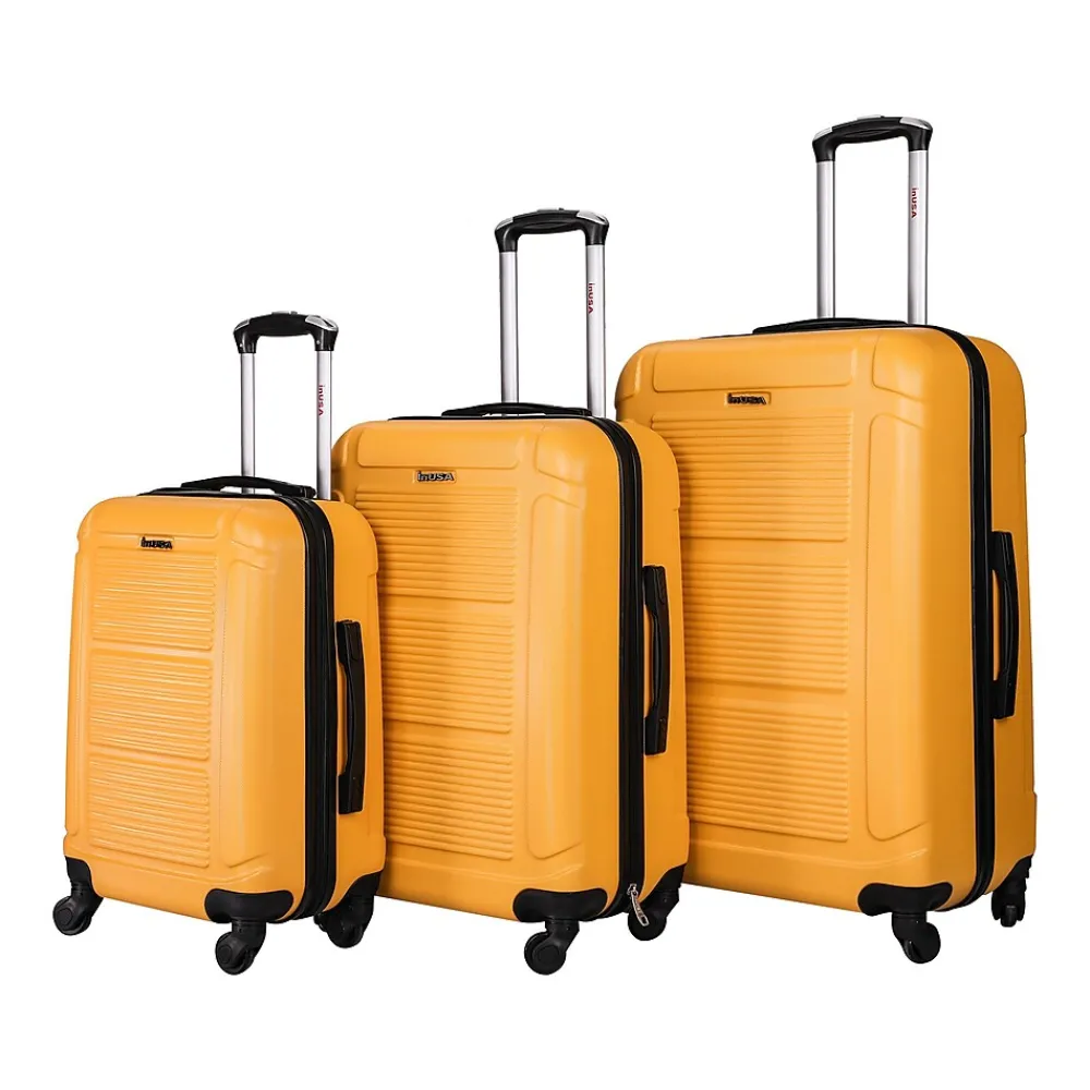 InUSA Pilot 3-Piece Hardside Spinner Luggage Set, Mustard (IUPILSML-MUS)