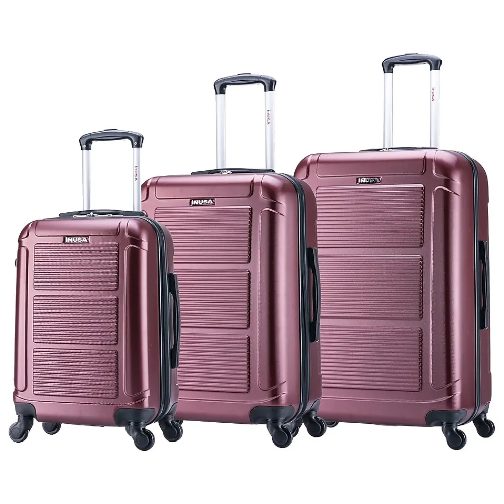 InUSA Pilot 3-Piece Hardside Spinner Luggage Set, Wine (IUPILSML-WIN)