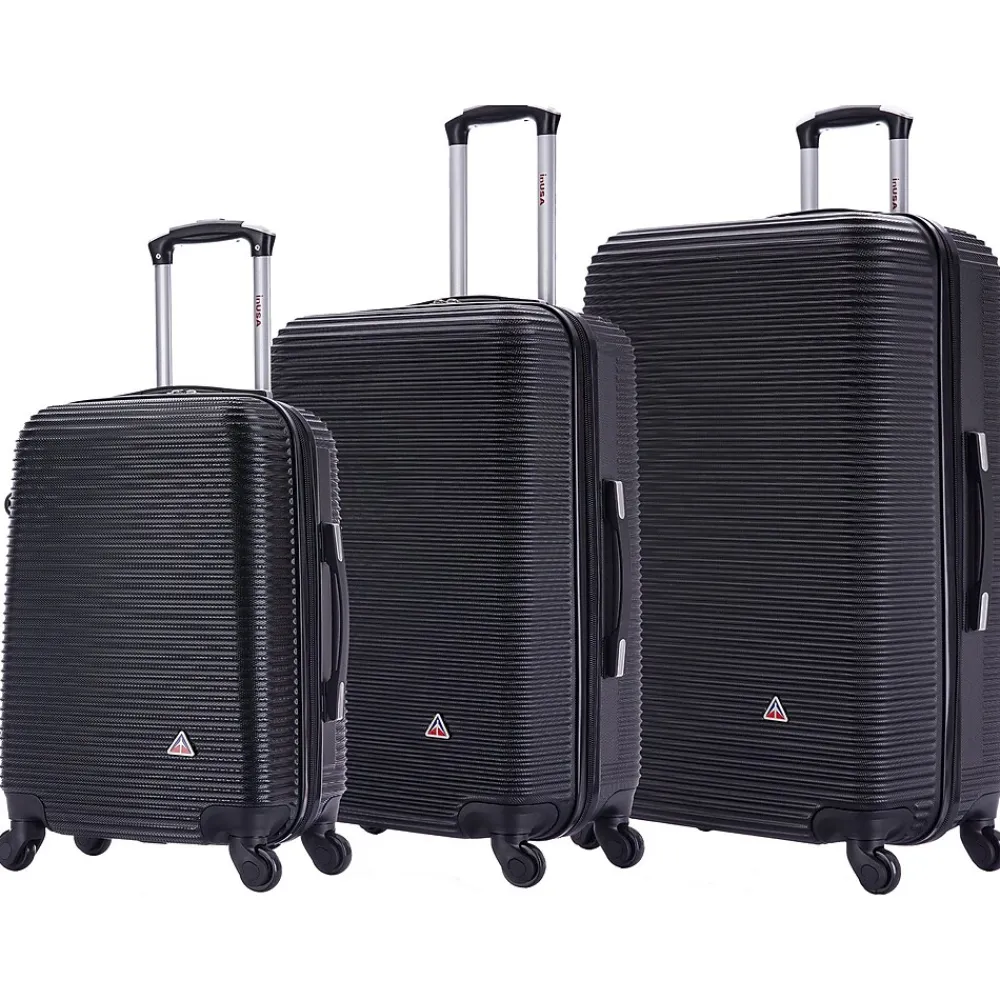 InUSA Royal 3-Piece Hardside Spinner Luggage Set, Black (IUROYSML-BLK)