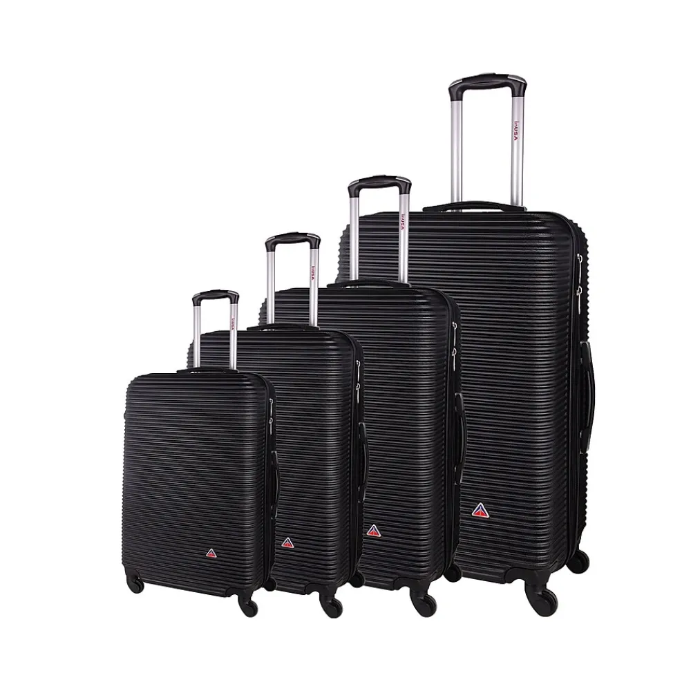 InUSA Royal 4-Piece Hardside Spinner Luggage Set, Black (IUROYSMLXL-BLK)