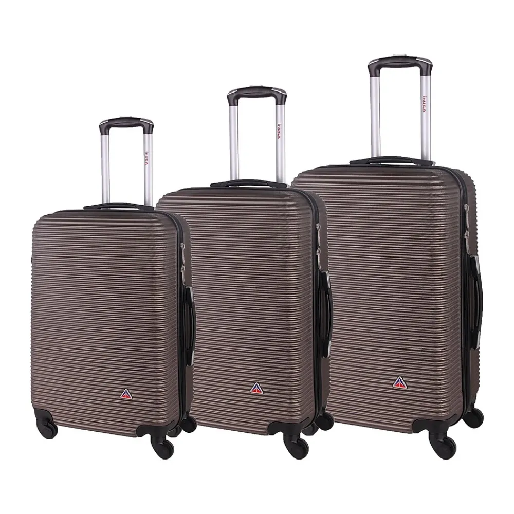 InUSA Royal 3-Piece Hardside Spinner Luggage Set, Brown (IUROYSML-BRO)