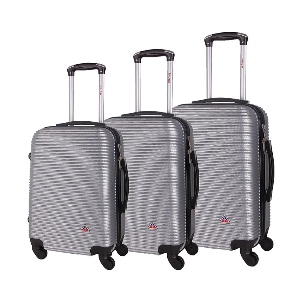 InUSA Royal 3-Piece Hardside Spinner Luggage Set, Silver (IUROYSML-SIL)