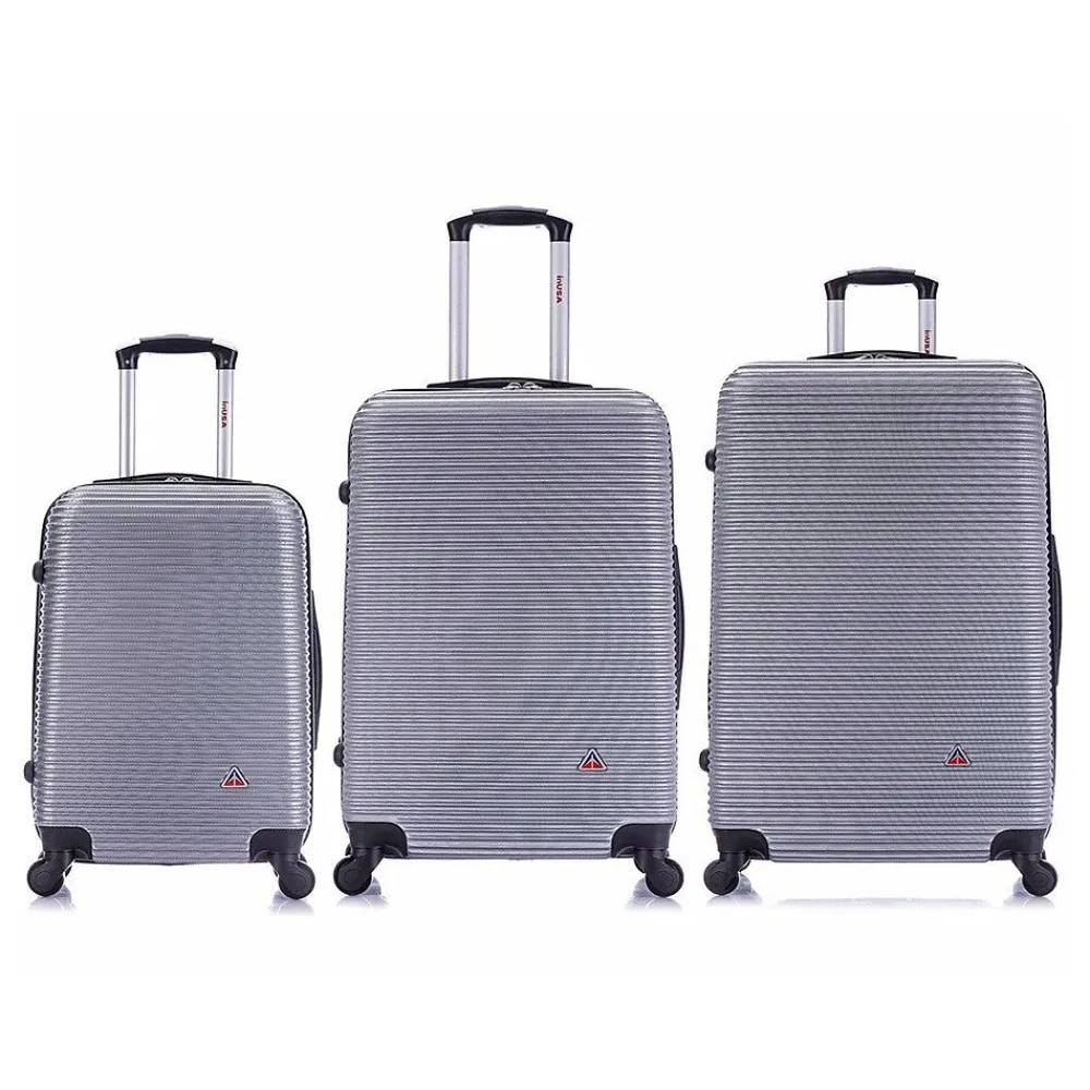 InUSA Royal 3-Piece Hardside Spinner Luggage Set, Silver (IUROYSML-SIL)