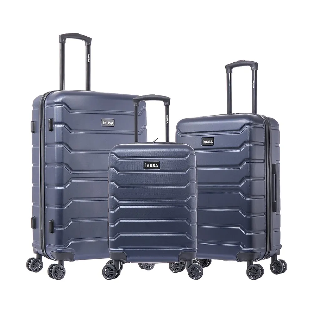 InUSA Trend 3-Piece Hardside Spinner Luggage Set, Blue (IUTRESML-BLU)