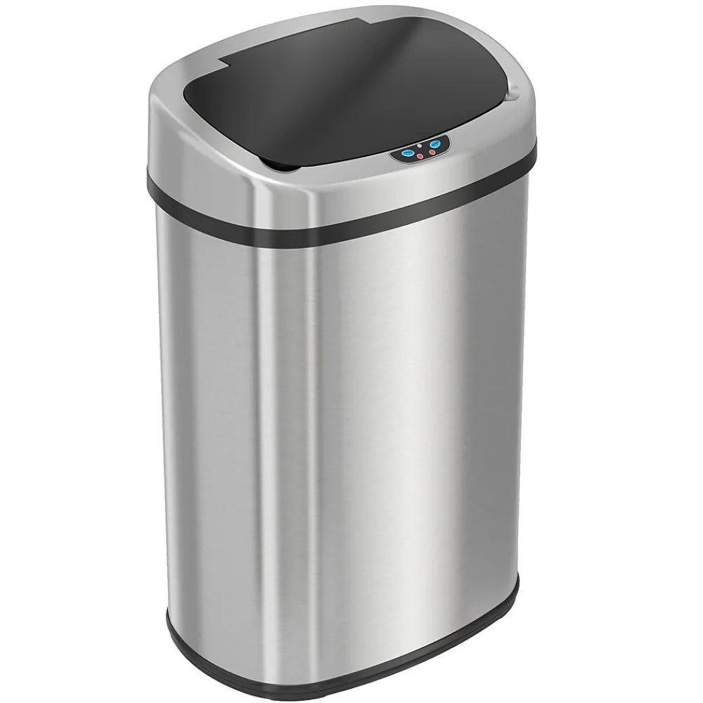iTouchless SensorCan Stainless Steel Sensor Trash Can with AbsorbX Odor Control System, Silver, 13 gal. (ITOS13B)