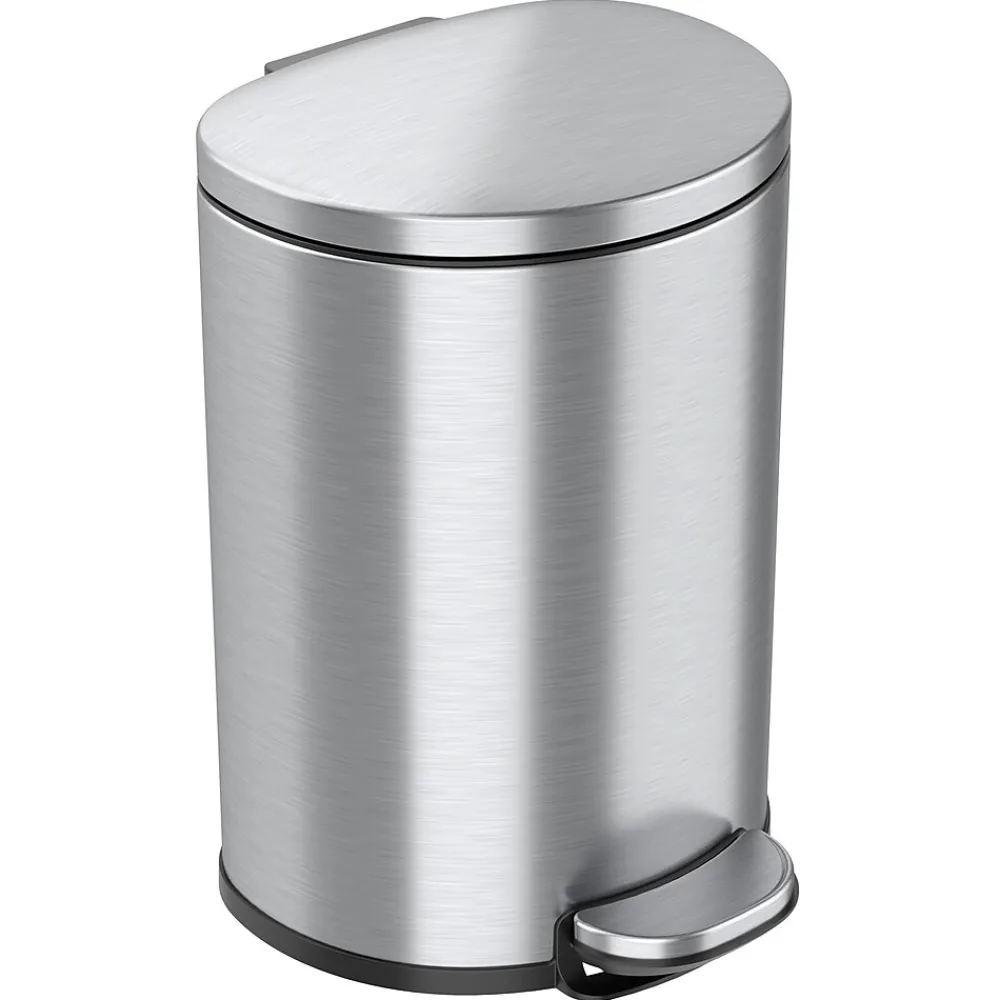 iTouchless SoftStep Semi-Round Stainless Steel Step Trash Can with Hinged Lid, 2.91 Gallon (IP03DSS)