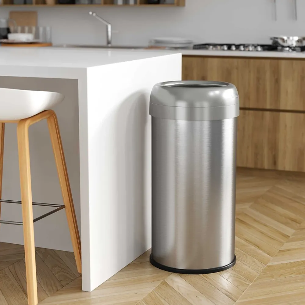 iTouchless Stainless Steel Open Top Trash Can, Silver, 16 gal. (OL16STR)