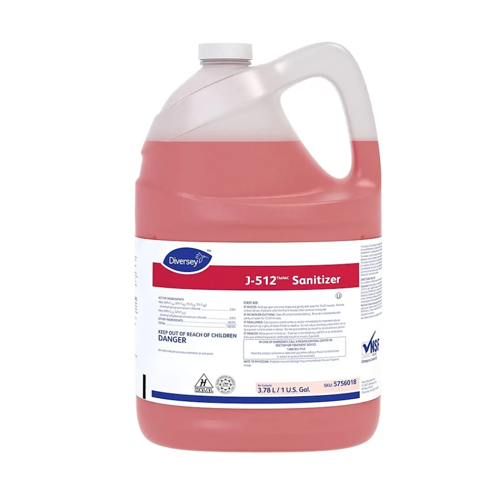 J-512 No-Rinse Disinfectant & Sanitizer, Unscented, 1 gal., 4/Carton (5756018)