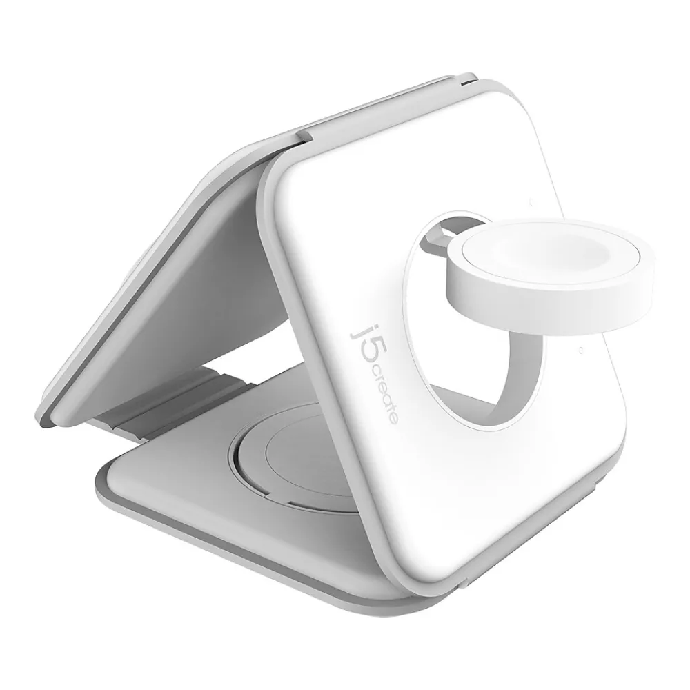 j5create Magnetic Wireless 3-in-1 Charging Station, White (JUPW3215)