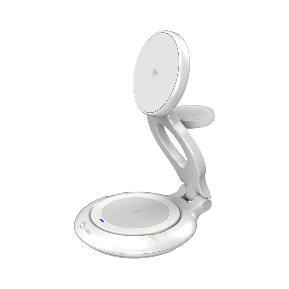 j5create Qi2 3-in-1 Magnetic Wireless Foldable Charging Station, White (JUPW3415)