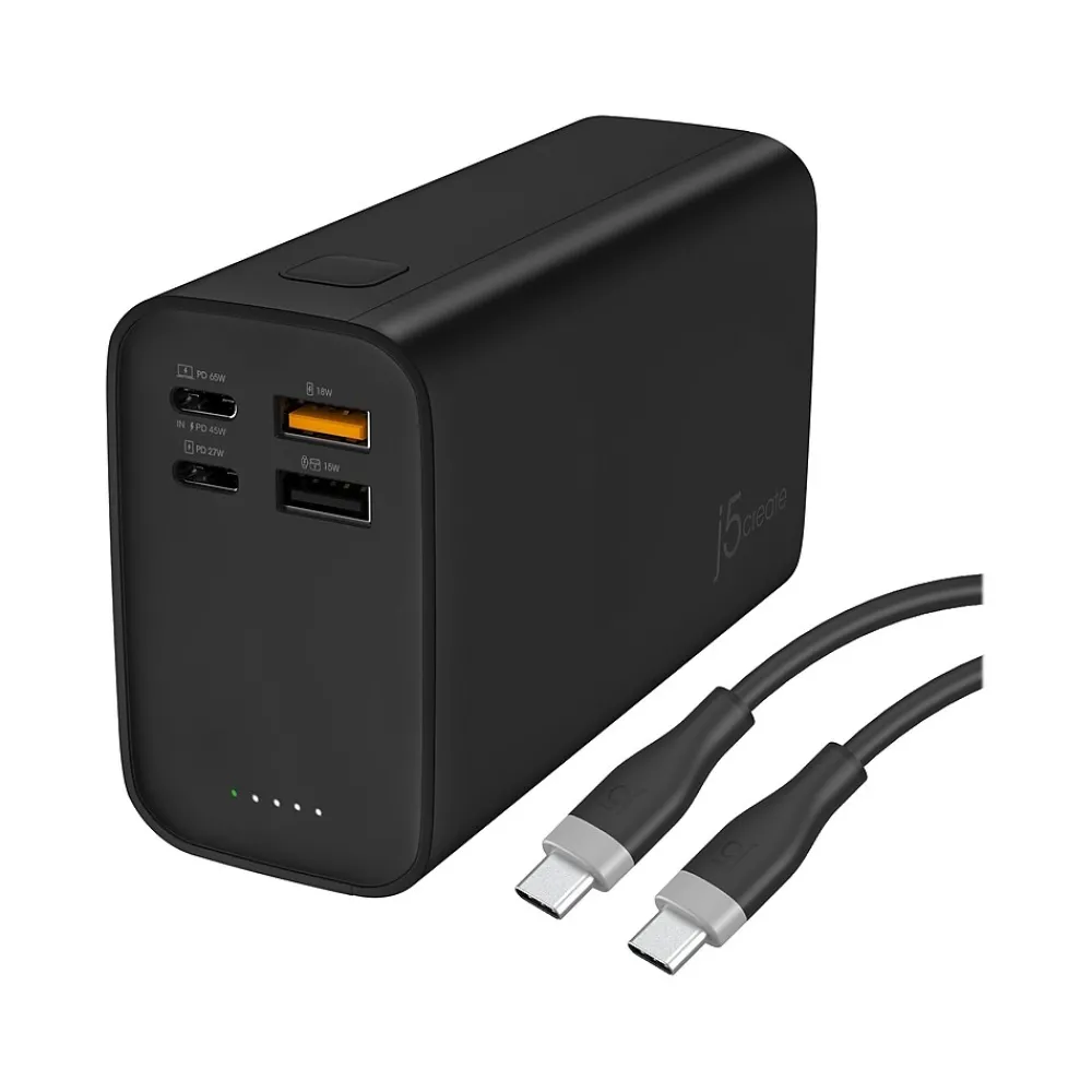 j5create USB-A/USB-C Power Bank, 26800mAh, Black (JPB26465)