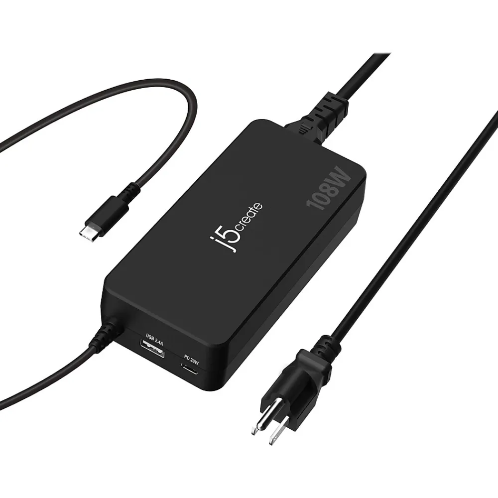 j5create 108W PD USB-C Super Charger, Black JUP34108