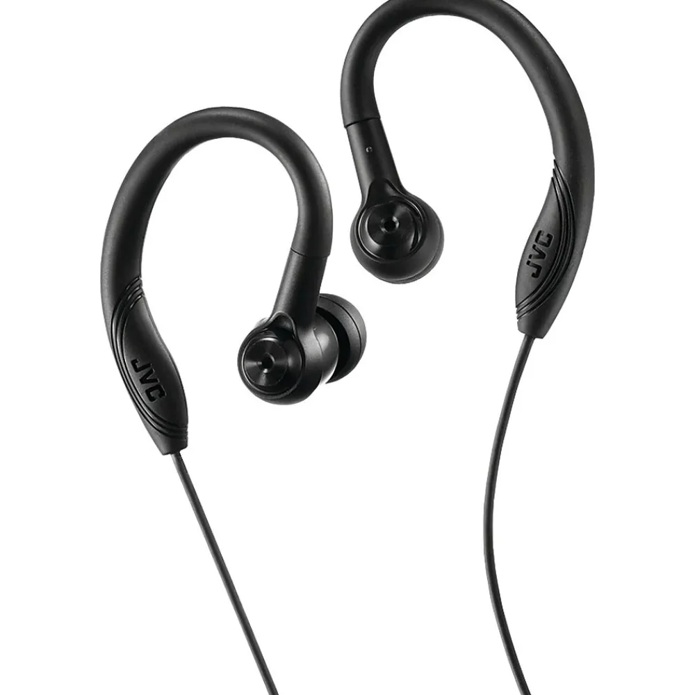 JVC HA EC10B Sweat Proof Stereo Headphones, Black (HA-EC10B)