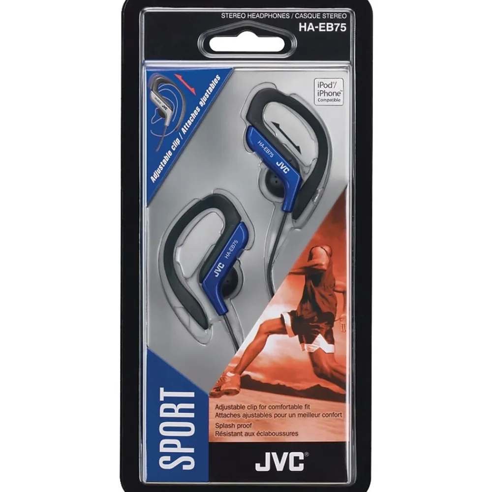 JVC HA-EB75A Stereo Sport Style Ear-clip Headphone, Blue