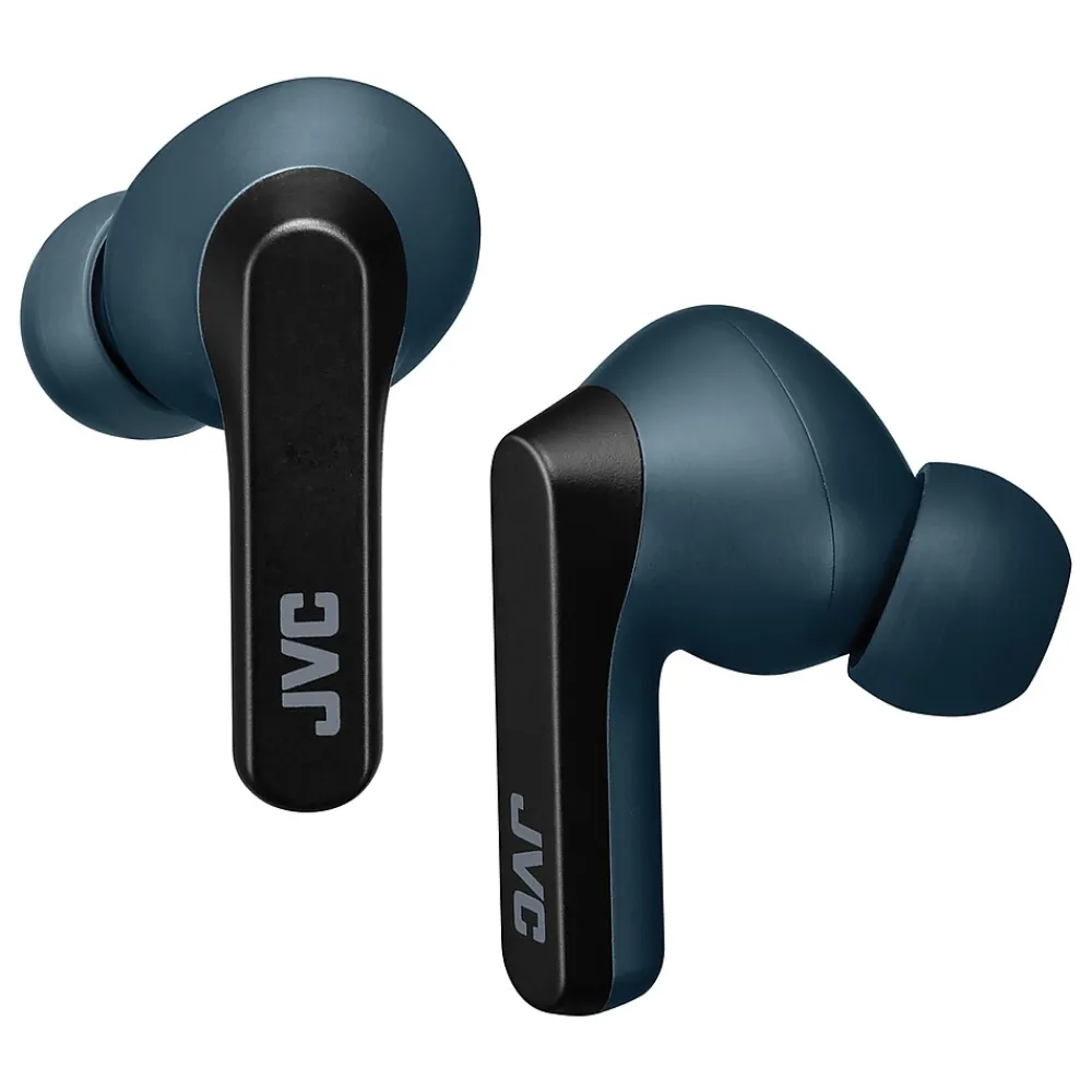 JVC RIPTIDZ True Wireless Earbuds with Charging Case, Bluetooth, Navy (HAA9TA)