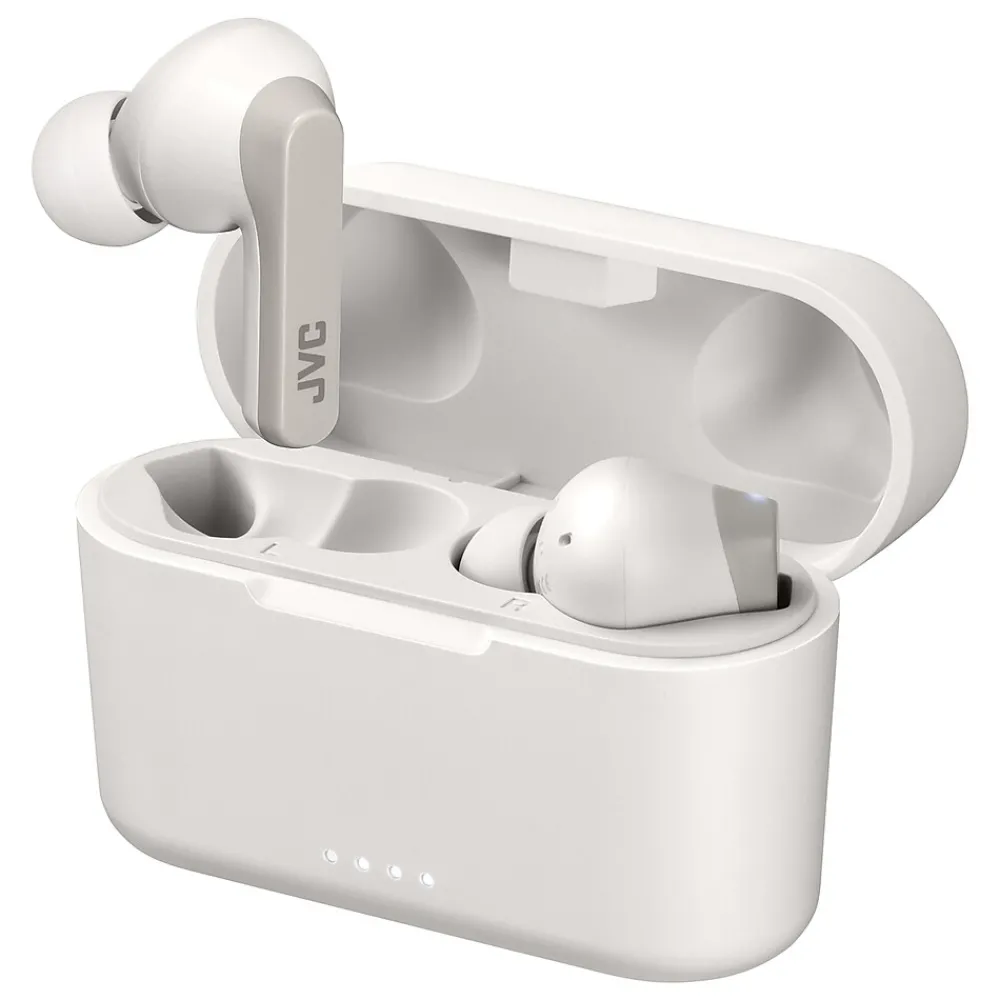 JVC RIPTIDZ True Wireless Earbuds with Charging Case, Bluetooth, White (HAA9TW)