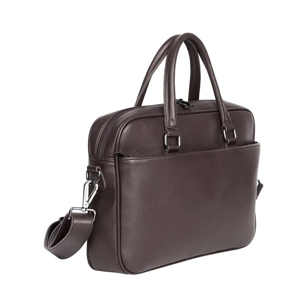 Karla Hanson Roger Laptop Briefcase, Brown Faux Leather (22601BROWN)