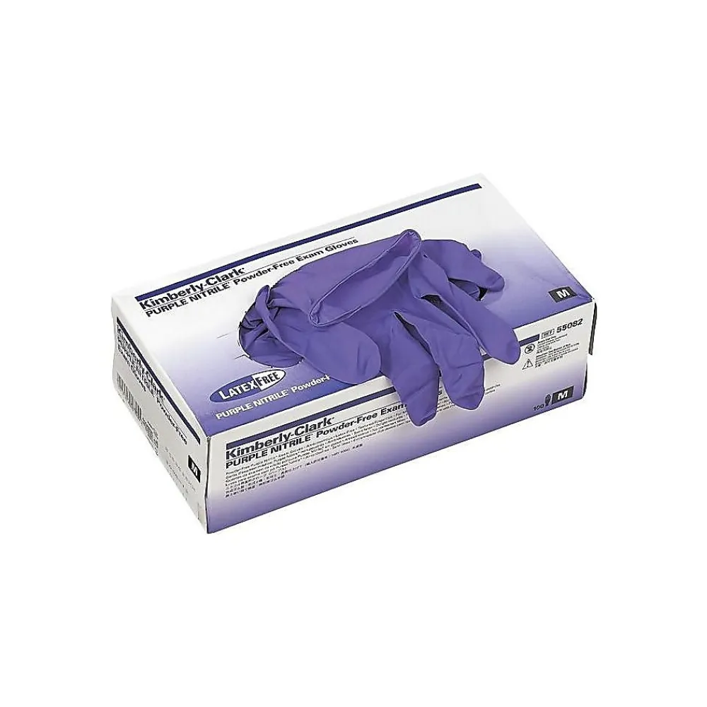 Kimberly-Clark Powder Free Nitrile Exam Gloves, Medium, Purple, 100/Box (55082)