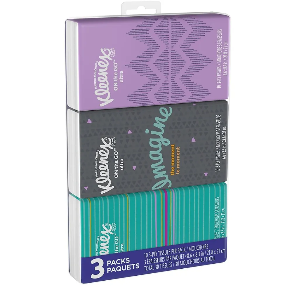 Kleenex Facial Tissue, 3-ply, 10 Tissues/Box, 3 Boxes/Pack (11976)