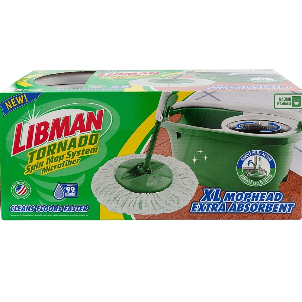 Libman Tornado Microfiber Spin Mop & Bucket, Green/White (1283001)