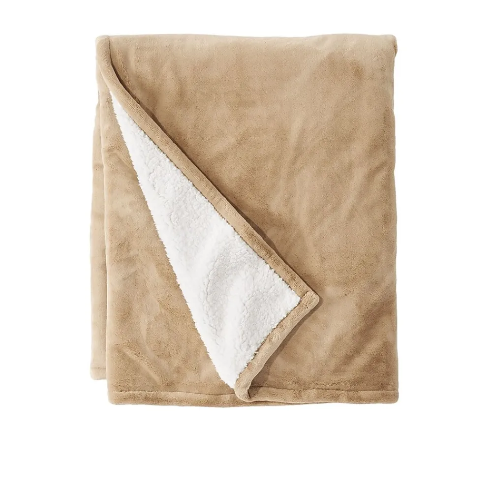 L.L.Bean Wicked Plush Sherpa Throw, Large, Camel Brown (1000152953)