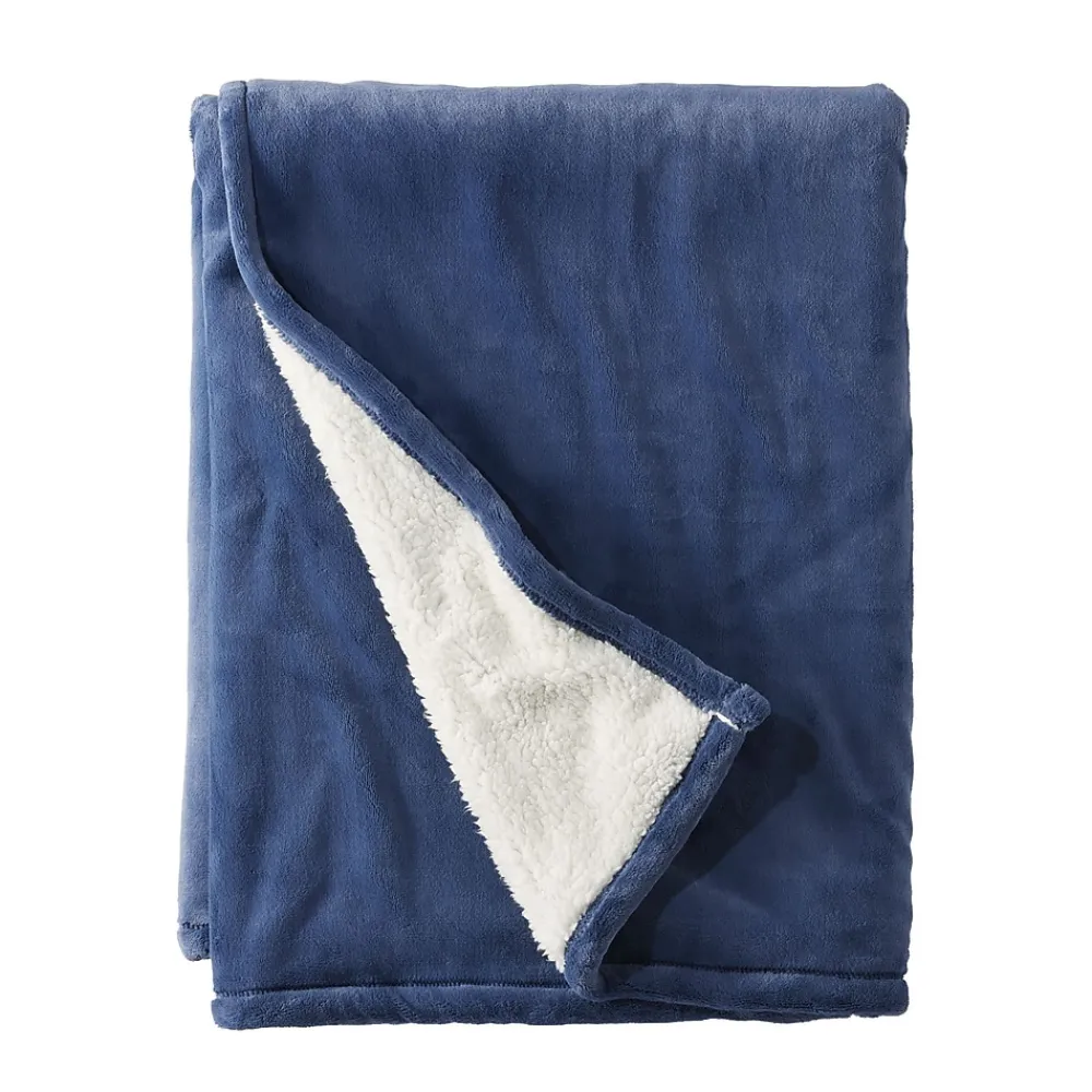 L.L.Bean Wicked Plush Sherpa Throw, Large, Deep Blue (1000078509)