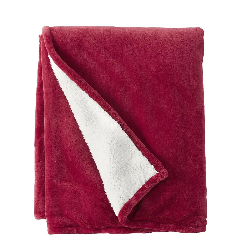 L.L.Bean Wicked Plush Sherpa Throw, Large, Mountain Red (1000095118)