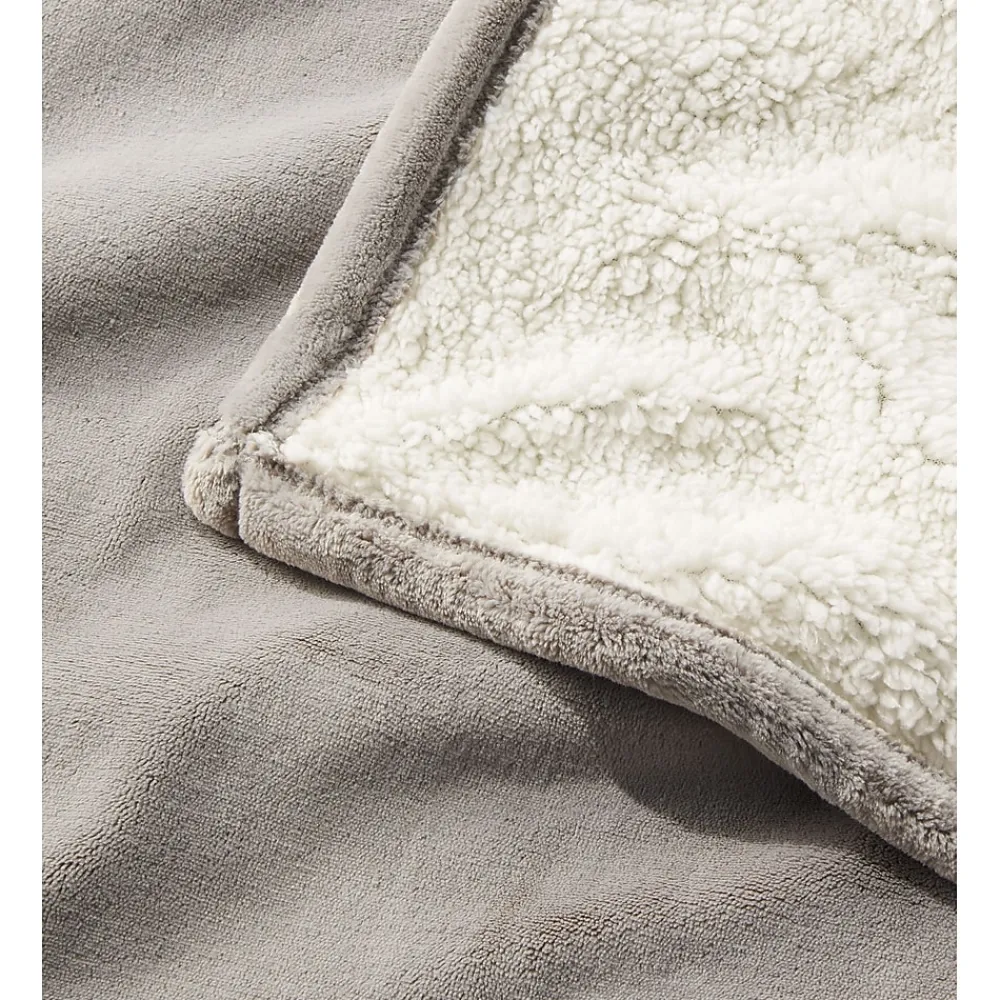 L.L.Bean Wicked Plush Sherpa Throw, Large, Woodsmoke (1000078533)